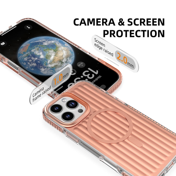For iPhone 16 Pro Max Mutural Corrugated Texture Magsafe Magnetic Shockproof Phone Case(Silver)