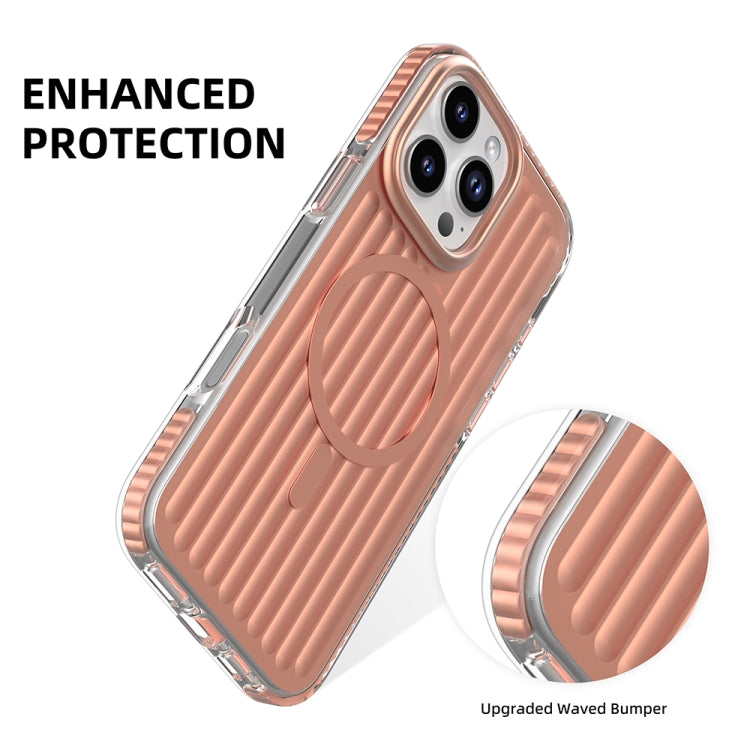 For iPhone 16 Pro Mutural Corrugated Texture Magsafe Magnetic Shockproof Phone Case(Silver)