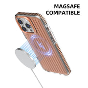 For iPhone 16 Pro Mutural Corrugated Texture Magsafe Magnetic Shockproof Phone Case(Antique Brass)