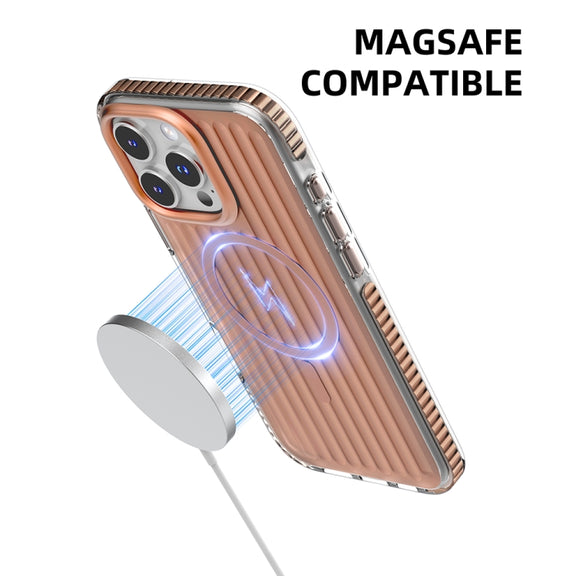For iPhone 16 Pro Mutural Corrugated Texture Magsafe Magnetic Shockproof Phone Case(Silver)