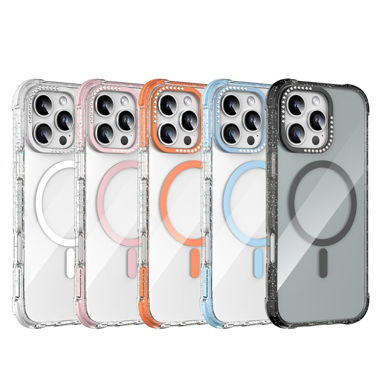 For iPhone 16 Pro Mutural Blink Series Glitter Edge MagSafe Magnetic Phone Case(Blue)