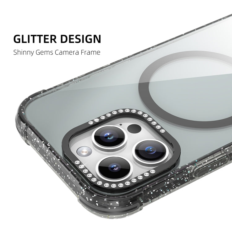 For iPhone 16 Pro Mutural Blink Series Glitter Edge MagSafe Magnetic Phone Case(White)