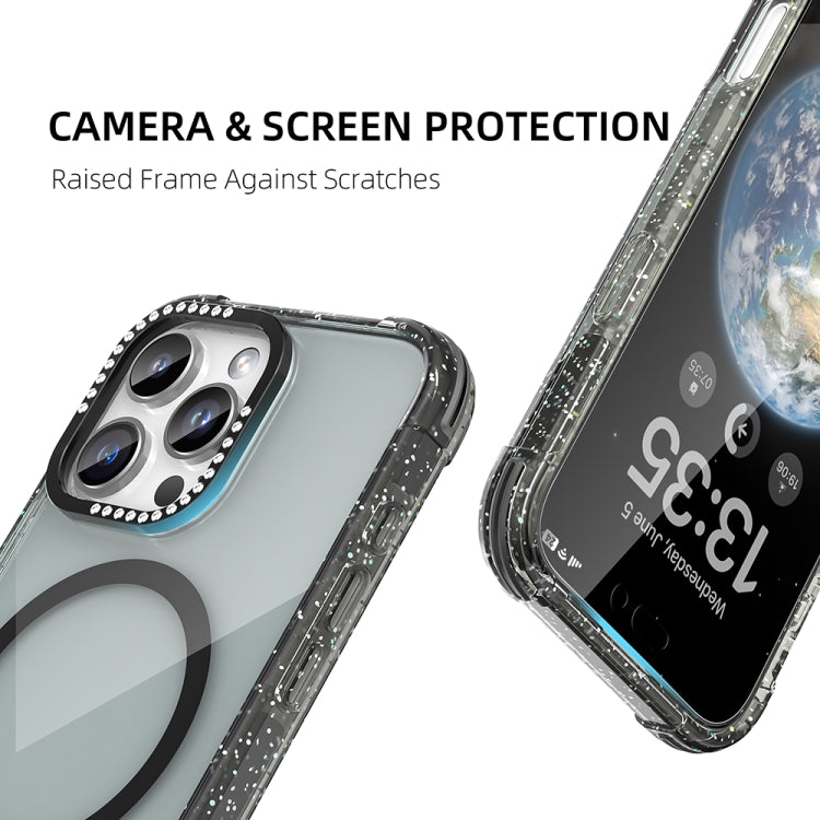 For iPhone 16 Pro Mutural Blink Series Glitter Edge MagSafe Magnetic Phone Case(Blue)