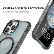 For iPhone 16 Pro Mutural Blink Series Glitter Edge MagSafe Magnetic Phone Case(White)