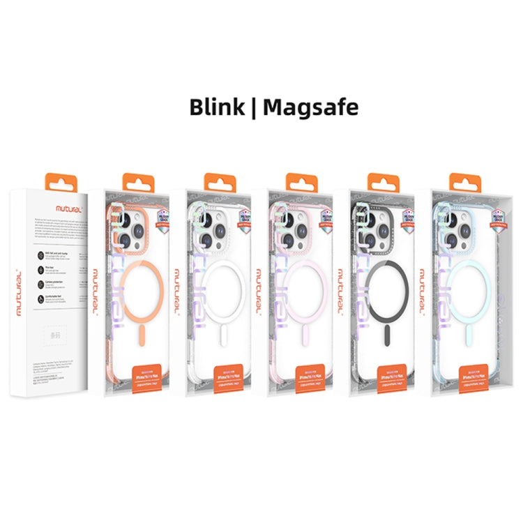 For iPhone 16 Mutural Blink Series Glitter Edge MagSafe Magnetic Phone Case(White)