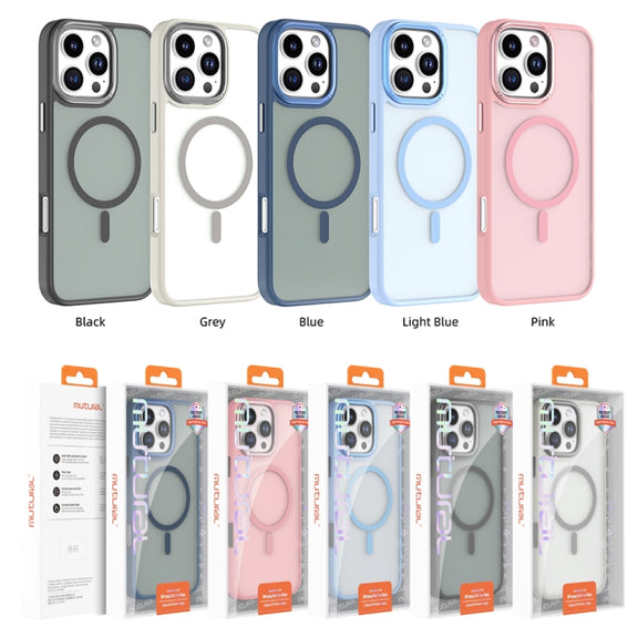 For iPhone 16 Pro Max Mutural Skin Feel Series Frosted MagSafe Magnetic Phone Case(Grey)