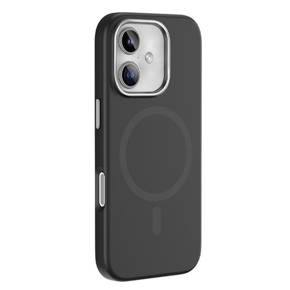 For iPhone 16 Mutural Karen Series Liquid Silicone MagSafe Magnetic Phone Case(Black)