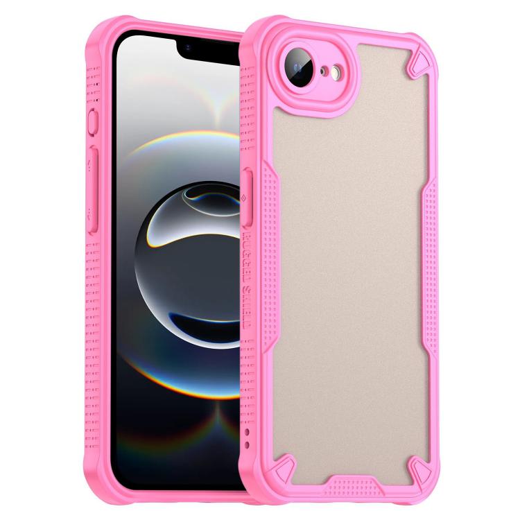 For iPhone 16e Armor Glaze PC Hybrid TPU Phone Case(Pink)