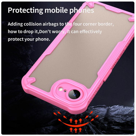 For iPhone 16e Armor Glaze PC Hybrid TPU Phone Case(Pink)