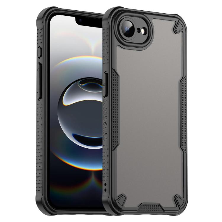 For iPhone 16e Armor Glaze PC Hybrid TPU Phone Case(Black)