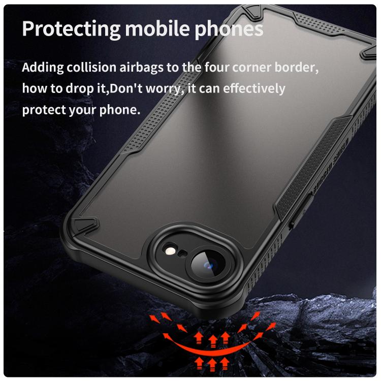 For iPhone 16e Armor Glaze PC Hybrid TPU Phone Case(Black)