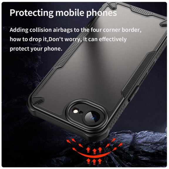 For iPhone 16e Armor Glaze PC Hybrid TPU Phone Case(Black)