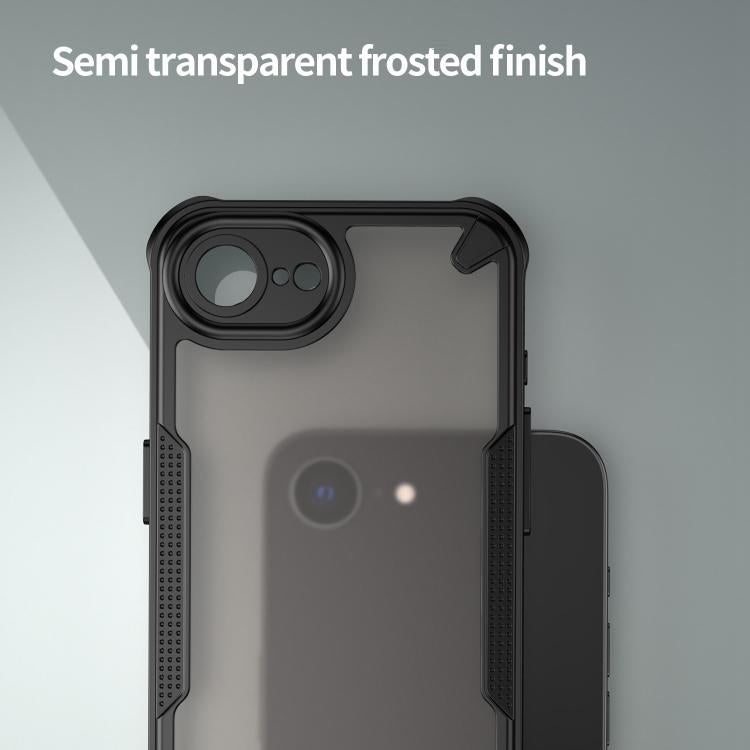 For iPhone 16e Armor Glaze PC Hybrid TPU Phone Case(Black)