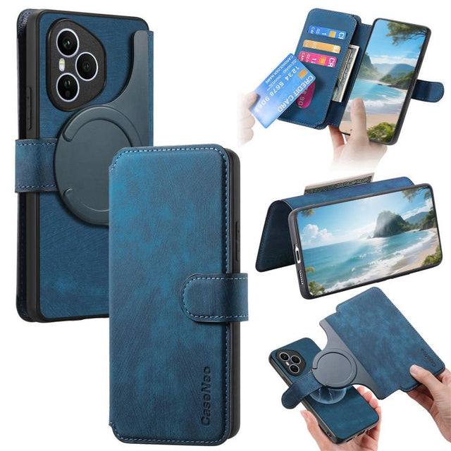 For Honor 400 Pro Global 160.8mm CaseNeo MagSafe RFID Anti-theft Retro Leather Phone Case(Blue)