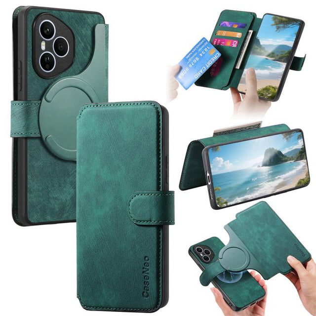 For Honor 400 Pro Global 160.8mm CaseNeo MagSafe RFID Anti-theft Retro Leather Phone Case(Green)