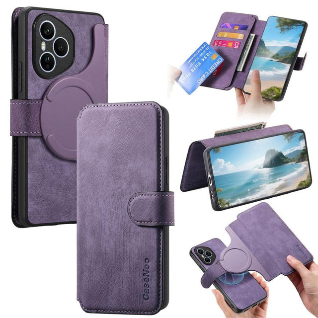 For Honor 400 Pro Global 160.8mm CaseNeo MagSafe RFID Anti-theft Retro Leather Phone Case(Purple)