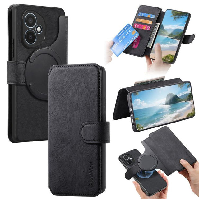 For Honor 400 Global 156.5mm CaseNeo MagSafe RFID Anti-theft Retro Leather Phone Case(Black)