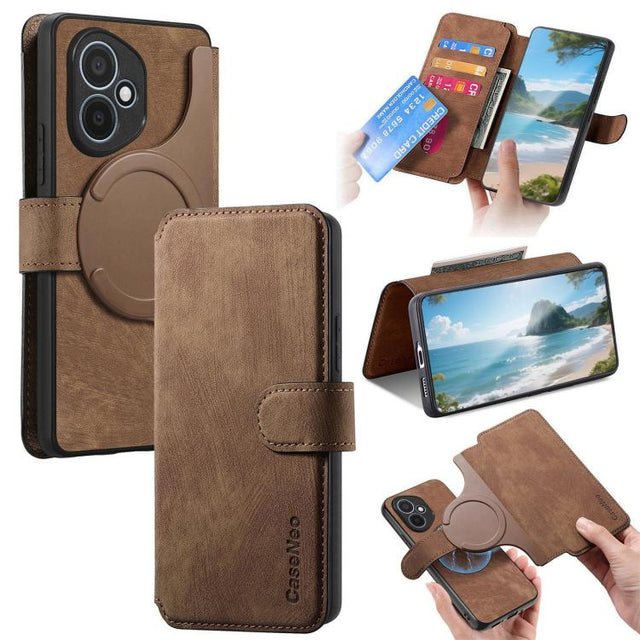 For Honor 400 Global 156.5mm CaseNeo MagSafe RFID Anti-theft Retro Leather Phone Case(Brown)