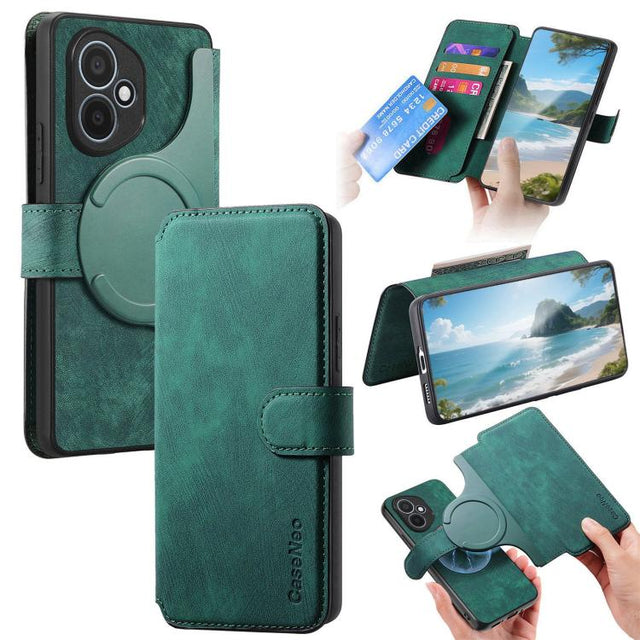 For Honor 400 Global 156.5mm CaseNeo MagSafe RFID Anti-theft Retro Leather Phone Case(Green)