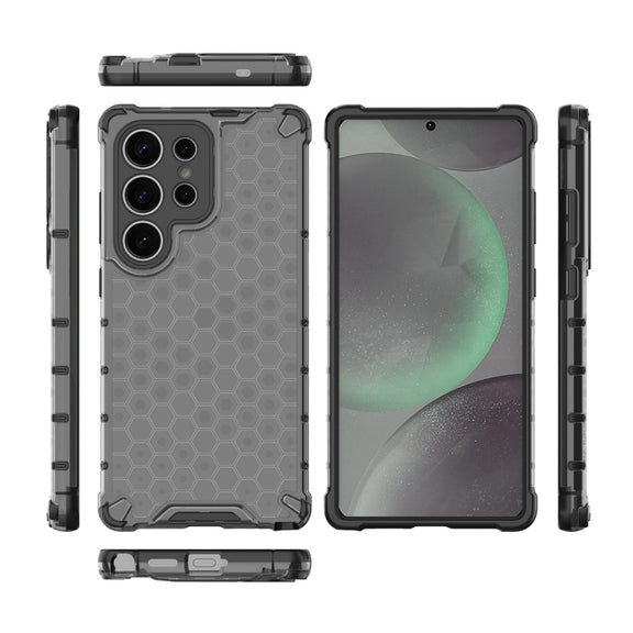 For Samsung Galaxy S25 Ultra 5G Honeycomb Shockproof Phone Case(Black)
