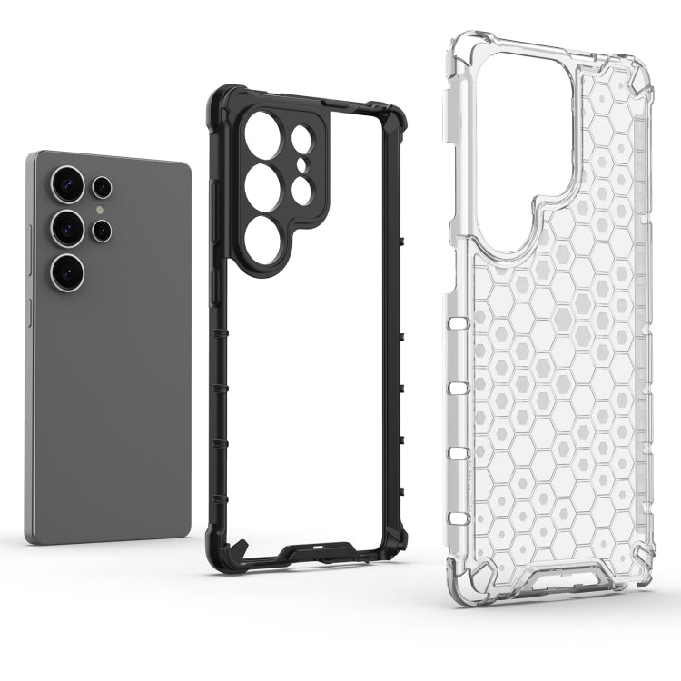 For Samsung Galaxy S25 Ultra 5G Honeycomb Shockproof Phone Case(Black)