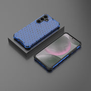 For Samsung Galaxy S25+ 5G Honeycomb Shockproof Phone Case(Blue)
