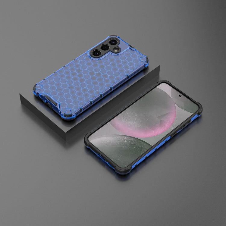 For Samsung Galaxy S25+ 5G Honeycomb Shockproof Phone Case(Blue)