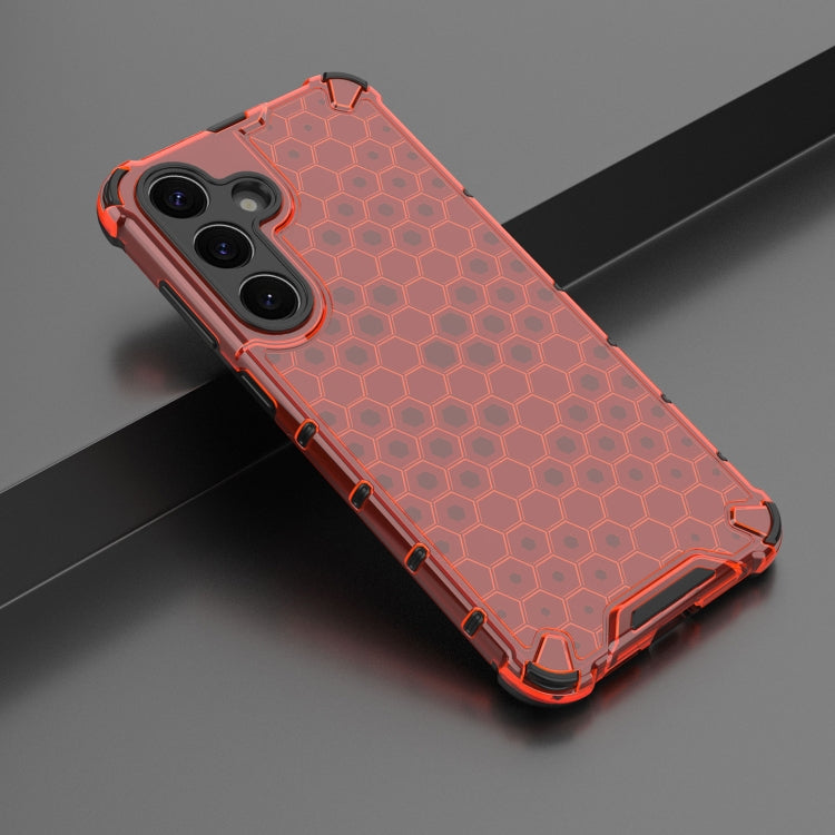 For Samsung Galaxy S25 5G Honeycomb Shockproof Phone Case(Red)