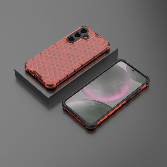 For Samsung Galaxy S25 5G Honeycomb Shockproof Phone Case(Red)
