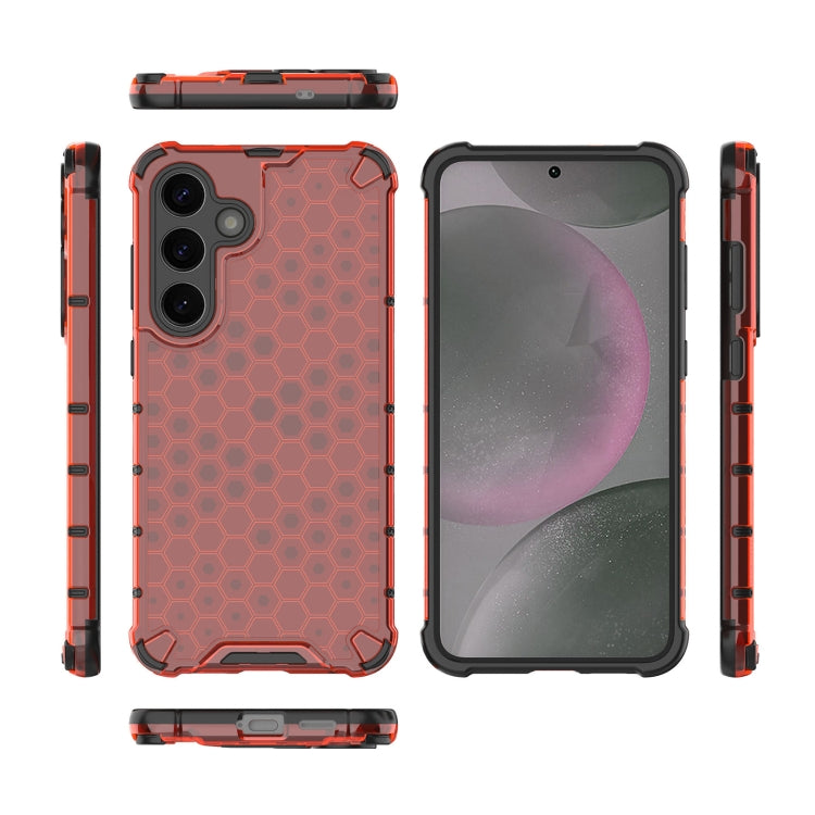 For Samsung Galaxy S25 5G Honeycomb Shockproof Phone Case(Red)