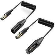 Mini XLR Female to XLR Male Audio Mixer Mini Microphone Coiled Audio Cable, Length: 0.5m(Black)
