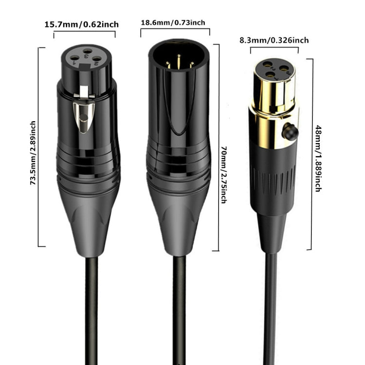 Mini XLR Female to XLR Male Audio Mixer Mini Microphone Coiled Audio Cable, Length: 0.5m(Black)