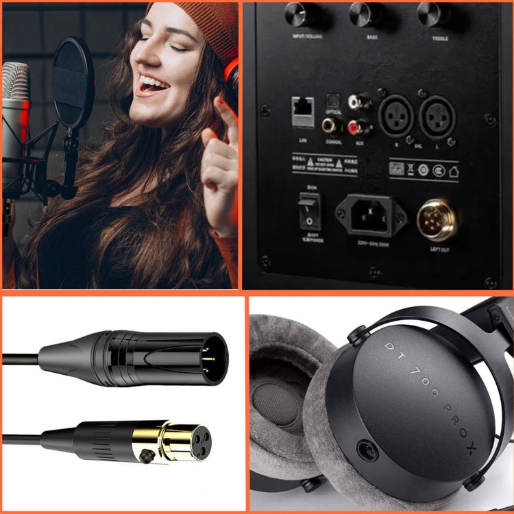 Mini XLR Female to XLR Male Audio Mixer Mini Microphone Coiled Audio Cable, Length: 0.5m(Black)