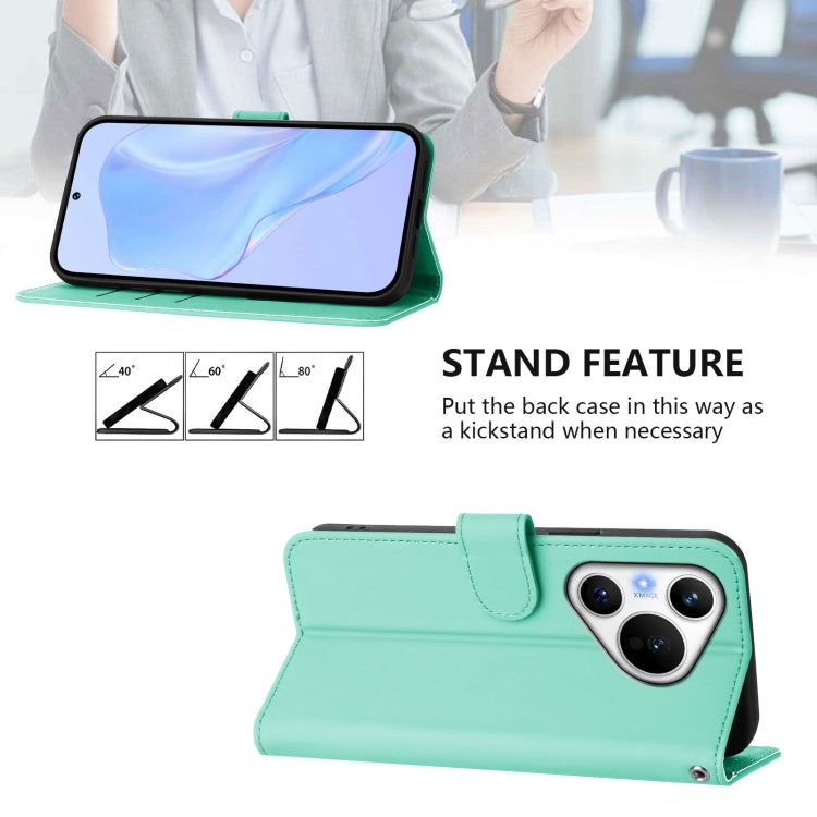 For Huawei Pura 70 Skin Feel Solid Color Leather Phone Case with Lanyard(Mint Green)
