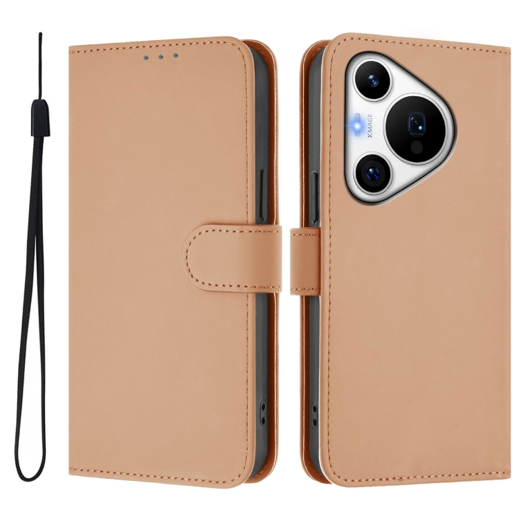 For Huawei Pura 70 Pro / 70 Pro+ Skin Feel Solid Color Leather Phone Case with Lanyard(Nude)