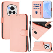 For Honor Magic6 Pro Skin Feel Solid Color Leather Phone Case with Lanyard(Pink)