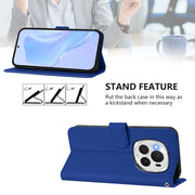 For Honor Magic6 Pro Skin Feel Solid Color Leather Phone Case with Lanyard(Dark Blue)