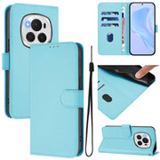 For Honor Magic6 Pro Skin Feel Solid Color Leather Phone Case with Lanyard(Sky Blue)