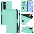 For Samsung Galaxy S25+ 5G Skin Feel Solid Color Leather Phone Case with Lanyard(Mint Green) - Galaxy S25+ 5G Cases by PMC Jewellery | Online Shopping South Africa | PMC Jewellery | Buy Now Pay Later Mobicred
