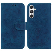 For Samsung Galaxy S25 5G Butterfly Rose Embossed Leather Phone Case(Blue)