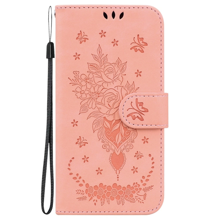 For Samsung Galaxy S25 Ultra 5G Butterfly Rose Embossed Leather Phone Case(Pink)