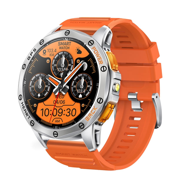 LEMFO K67 1.43 inch AMOLED Screen GPS Sports Smart Watch, Support Bluetooth Call / Wellness Tracking(Silver Orange)