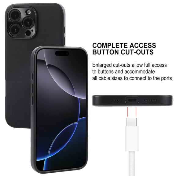 For iPhone 16 Pro GEBEI Plain Leather TPU Hybrid PU Phone Case(Black)