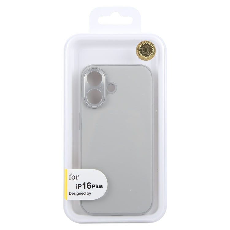 For iPhone 16 Plus GEBEI Plain Leather TPU Hybrid PU Phone Case(Grey)