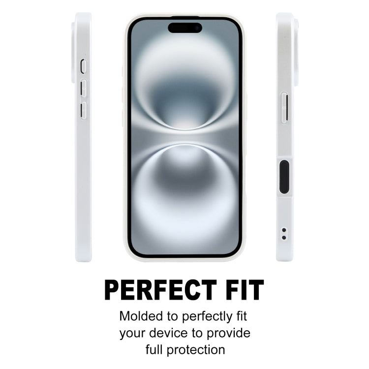 For iPhone 16 GEBEI Plain Leather TPU Hybrid PU Phone Case(White)