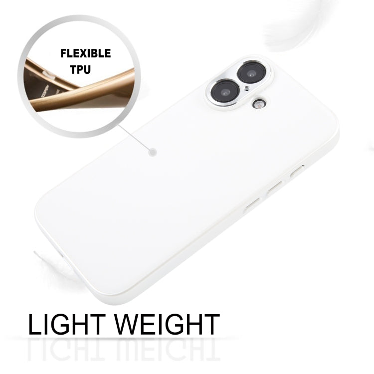 For iPhone 16 GEBEI Plain Leather TPU Hybrid PU Phone Case(White)