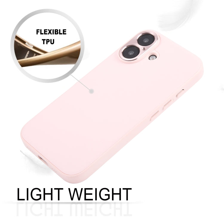 For iPhone 16 GEBEI Plain Leather TPU Hybrid PU Phone Case(Pink)