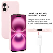 For iPhone 16 GEBEI Plain Leather TPU Hybrid PU Phone Case(Pink)