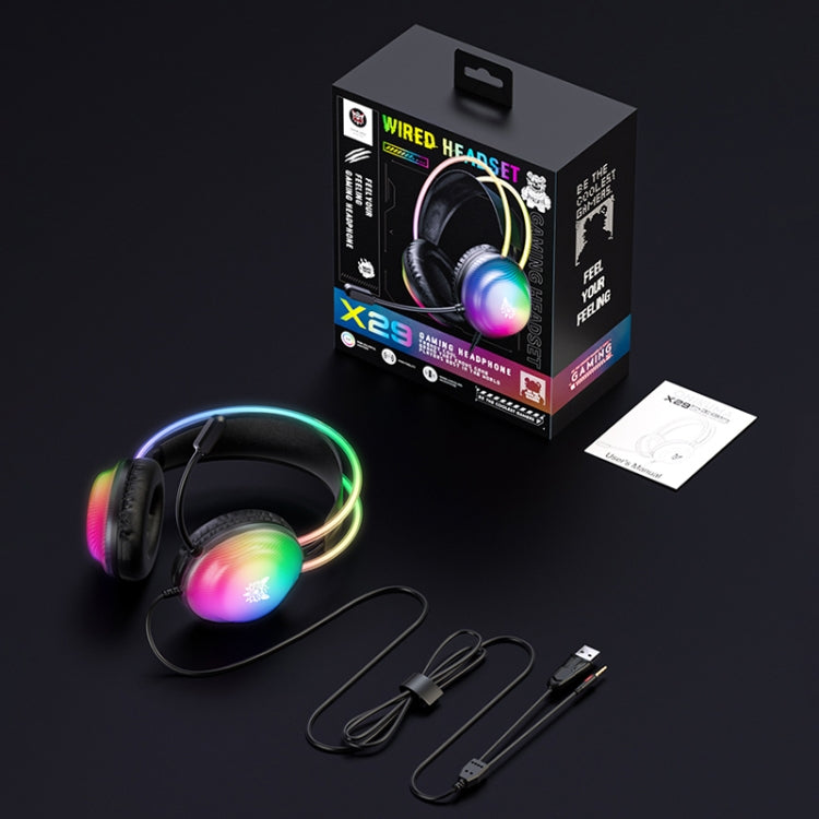 ONIKUMA X29 Head-mounted RGB Light Wired Gaming Headset, Cable Length: 2.2m(Black)