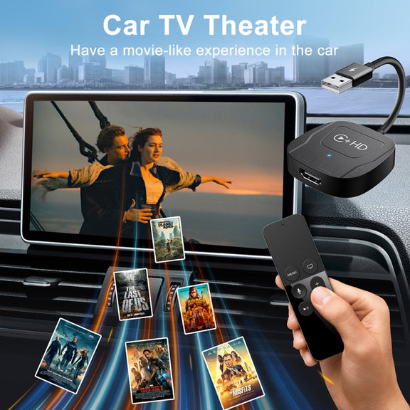 USB and HDMI Wired to Wireless CarPlay Auto Adapter, Specification:Square(Silver)